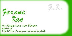 ferenc kac business card